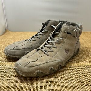 DBECK Mens 10 Chukka Style Leather Shoe Waterproof Moccasin Walking Hiking Gray